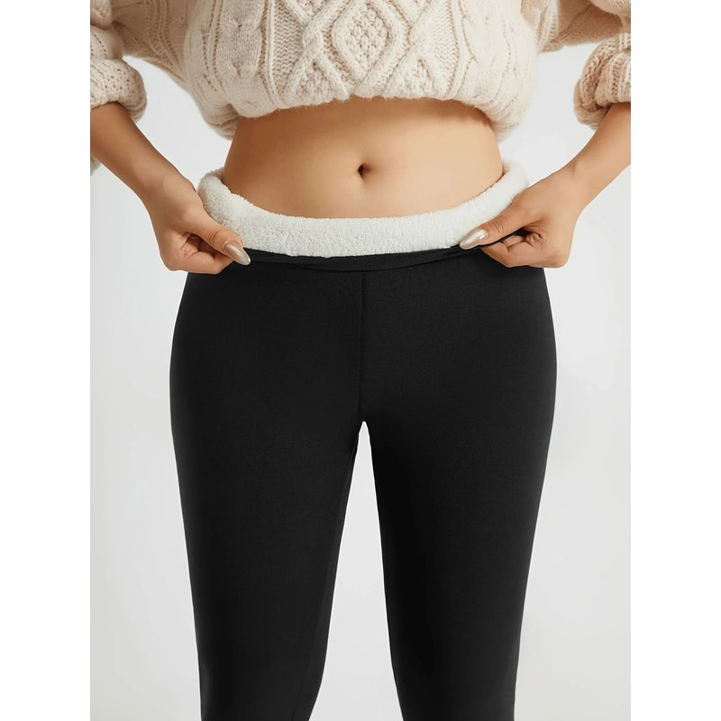 Thermal Lamb Wool Lined Running Leggings Thick Fleece Winter Warm Leggings For Women 1