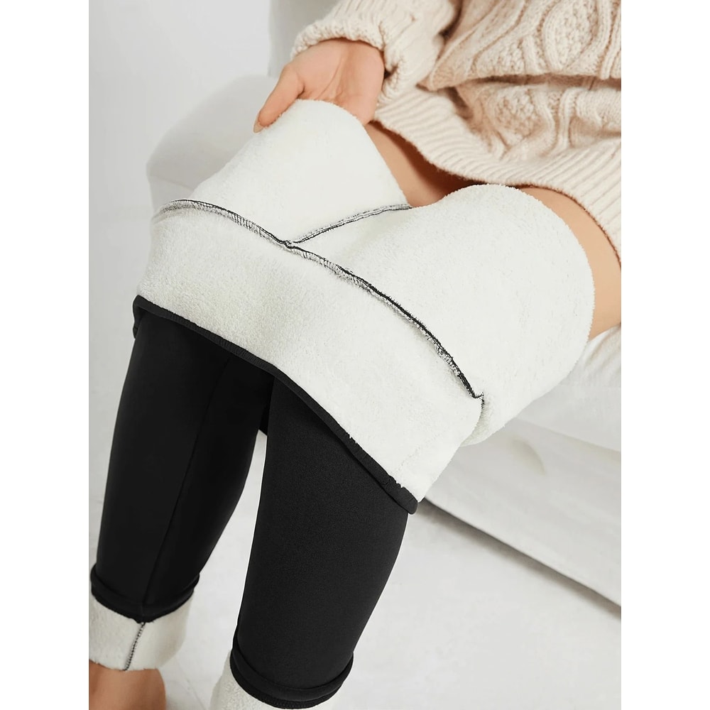 Thermal Lamb Wool Lined Running Leggings Thick Fleece Winter Warm Leggings For Women 3