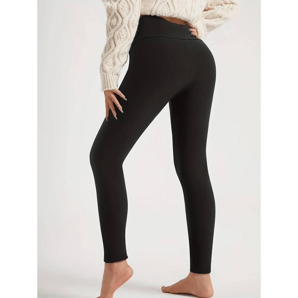 Thermal Lamb Wool Lined Running Leggings Thick Fleece Winter Warm Leggings For Women 4