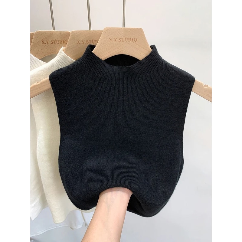 Slim Fit Knitted Tank Top Sleeveless Short Pullover Sweater For Women 3
