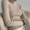 Elegant Ribbed Turtleneck Cashmere Soft Knit Pullover Basic Winter Jumper For Women 1