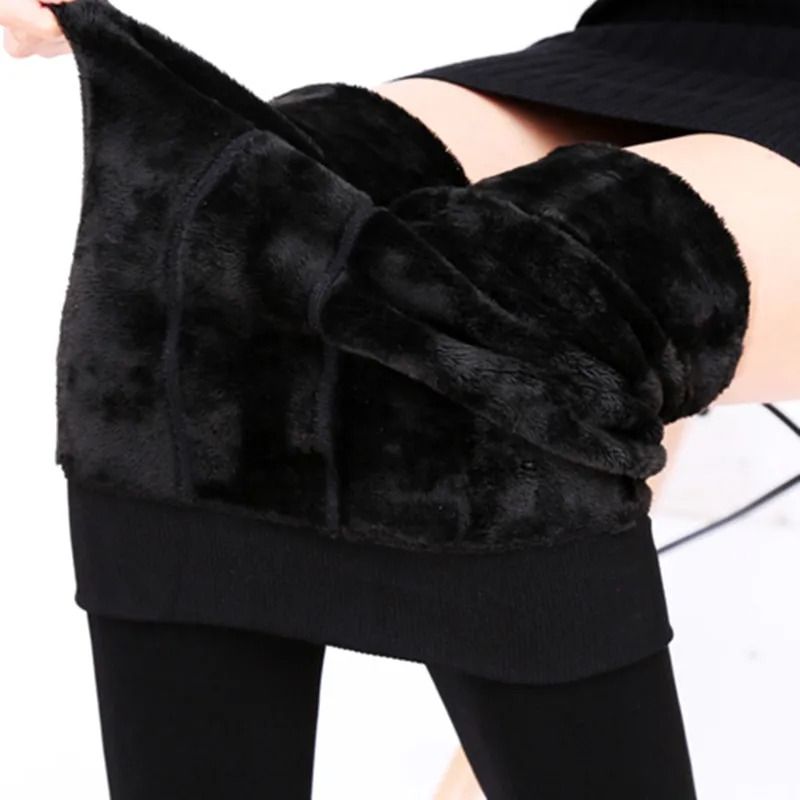 Thermal High Waist Winter Warm Leggings With Thick Velvet Lining Solid Color Leggings 4