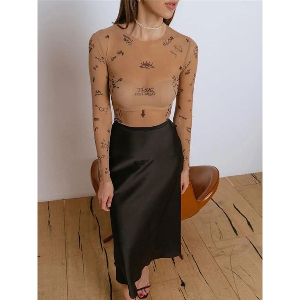 Women Sexy Slim Fit Long Sleeve Bodysuit O Neck One Piece Top 2