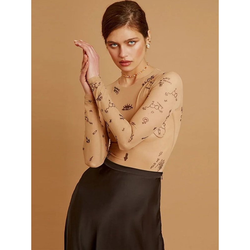 Women Sexy Slim Fit Long Sleeve Bodysuit O Neck One Piece Top 3