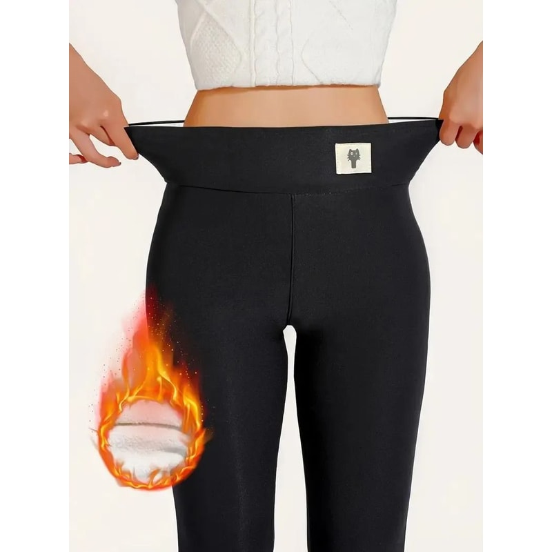 Women Winter High Waist Fleece Lined Warm Leggings Slim Fit Pants 3