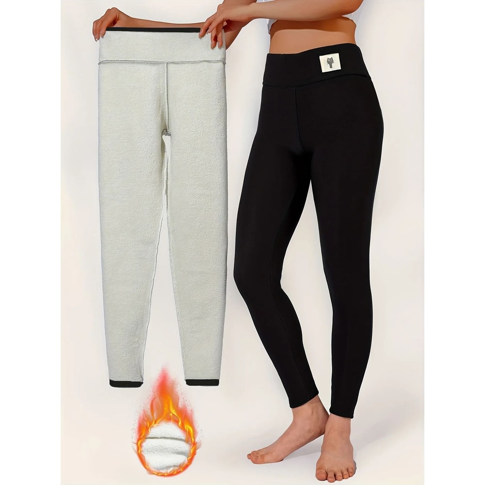 Women Winter High Waist Fleece Lined Warm Leggings Slim Fit Pants 4