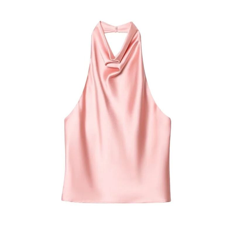 Women Satin Halter Neck Backless Summer Camisole Top 1