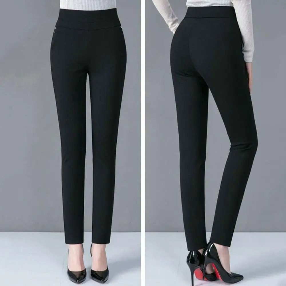 Women High Waist Stretch Slim Pencil Pants Casual Spring Trousers 2