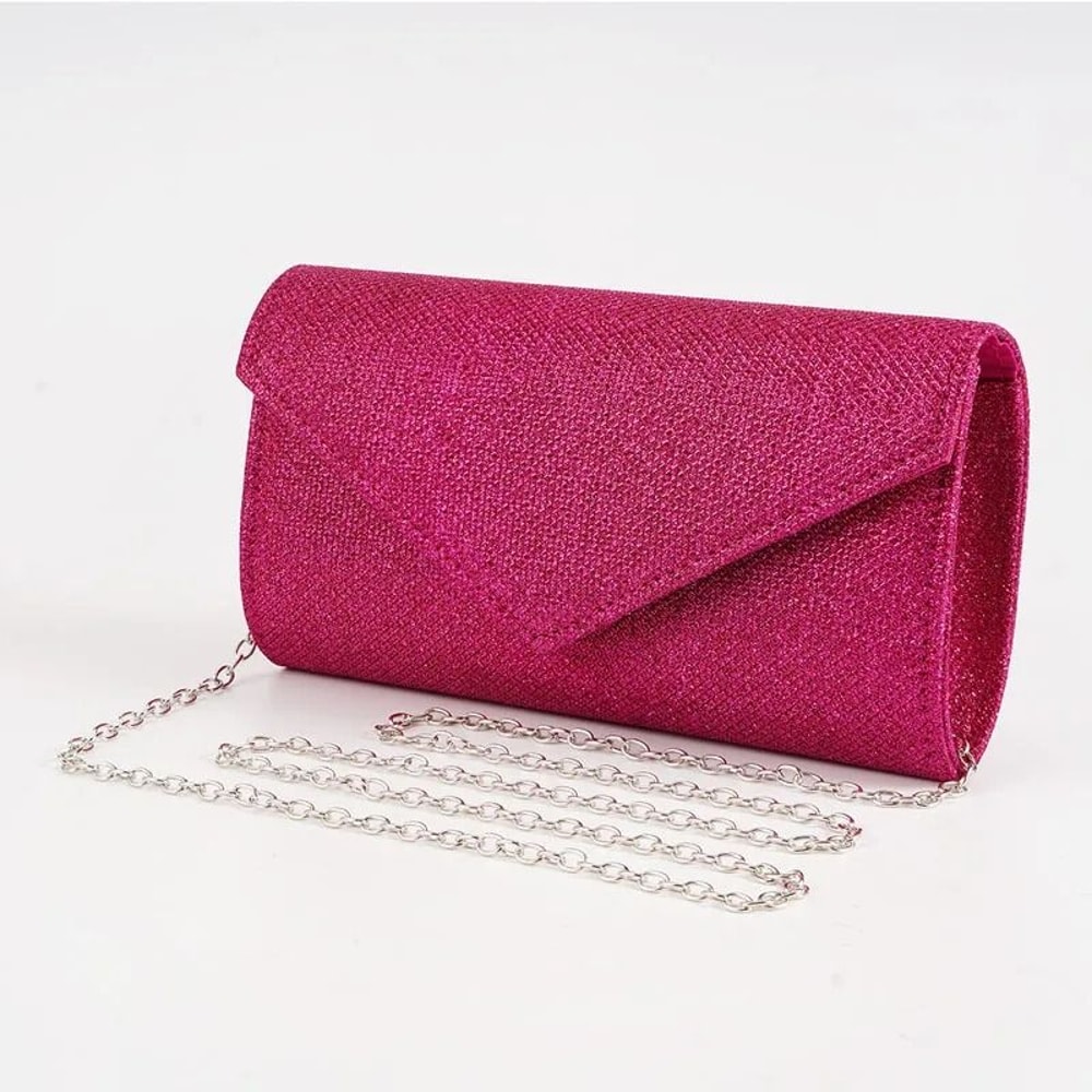 Elegant Silver Glitter Envelope Evening Bag Shiny Ladies Chain Shoulder Bag For Weddings Parties 9