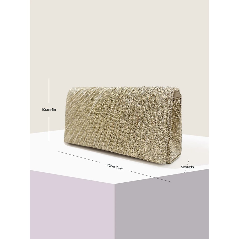 Elegant Silver Glitter Envelope Evening Bag Shiny Ladies Chain Shoulder Bag For Weddings Parties 11