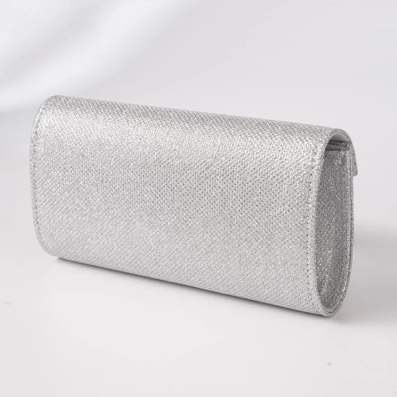 Elegant Silver Glitter Envelope Evening Bag Shiny Ladies Chain Shoulder Bag For Weddings Parties 2