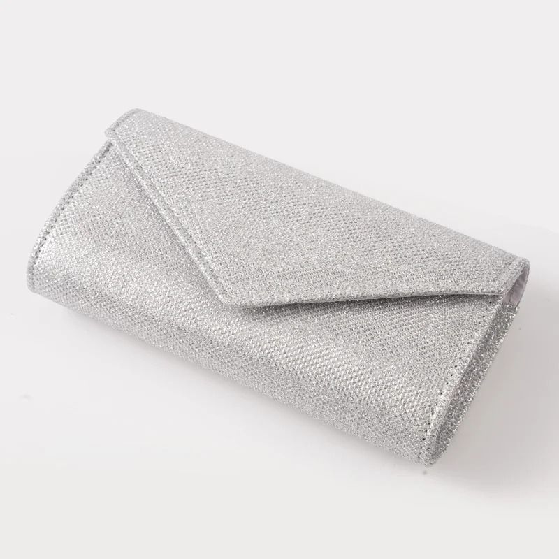 Elegant Silver Glitter Envelope Evening Bag Shiny Ladies Chain Shoulder Bag For Weddings Parties 3