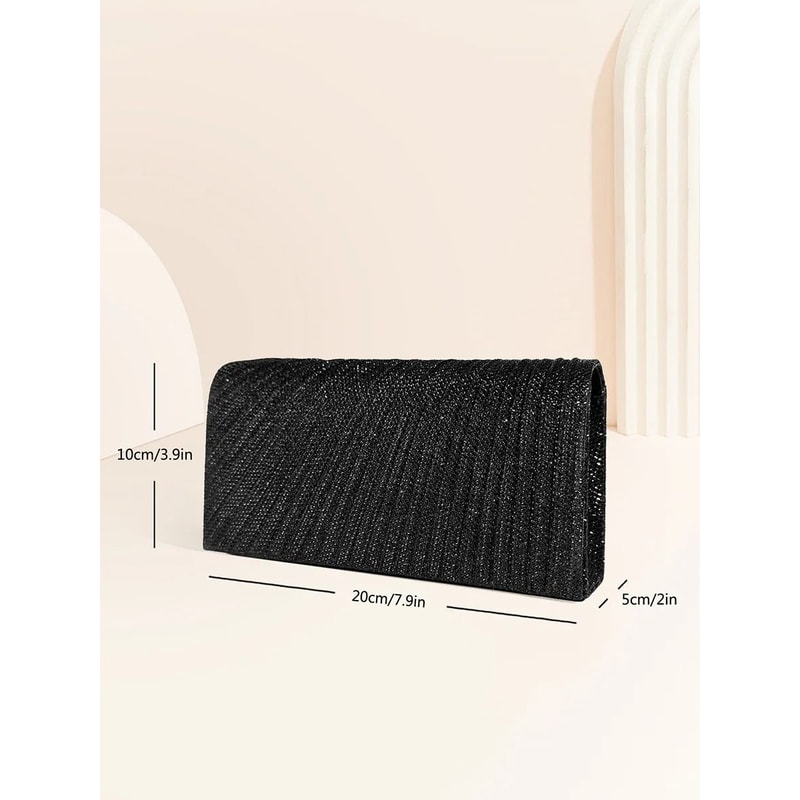 Elegant Silver Glitter Envelope Evening Bag Shiny Ladies Chain Shoulder Bag For Weddings Parties 13