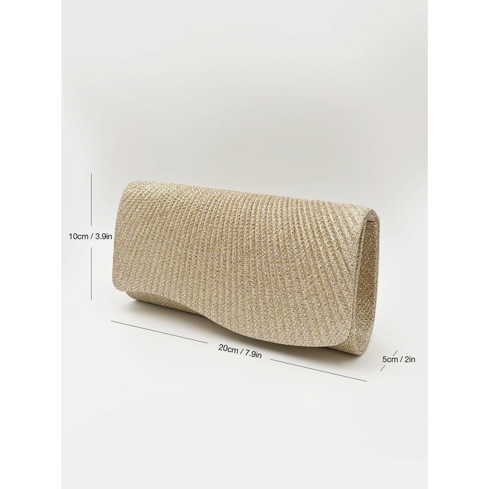 Elegant Silver Glitter Envelope Evening Bag Shiny Ladies Chain Shoulder Bag For Weddings Parties 14