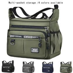 multi functional men's crossbody bag with adjustable shoulder strap and business layered pockets