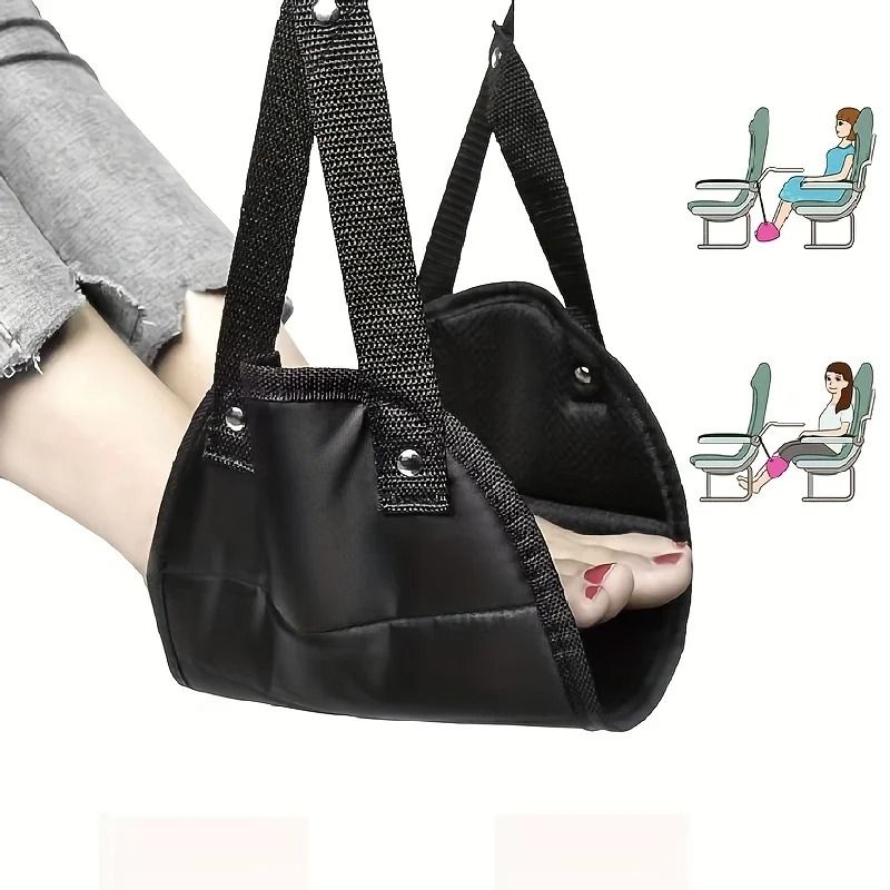 Portable Airplane Footrest Hammock With Adjustable Strap For Enhanced Travel Comfort 0