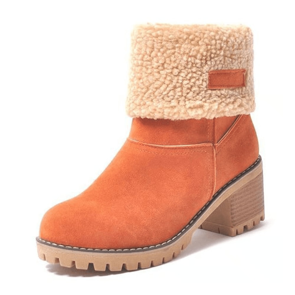 Comfortable block heel winter boots for walking