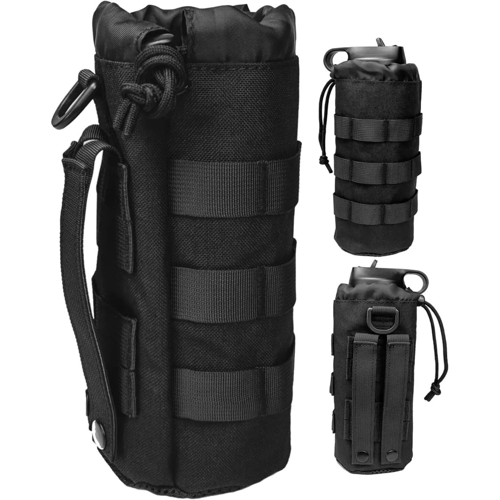 Tactical MOLLE Water Bottle Pouch High Density 1000D Nylon Bottle Holder With Drawstring And Mesh B 5