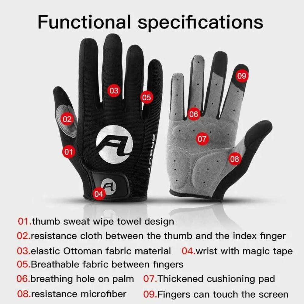 Full Finger Cycling Gloves With Touchscreen MTB Padded Anti Skid Grips For BMX And Mountain Biking 1