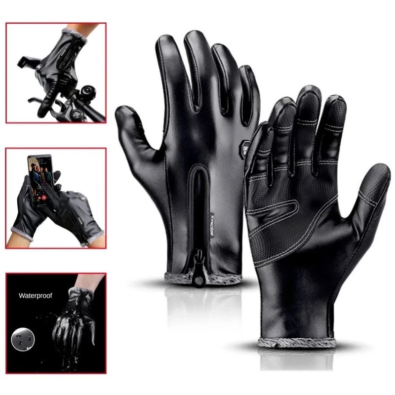 Winter Leather Thermal Windproof And Waterproof Touchscreen Gloves For Driving Skiing And Outdoor S 0