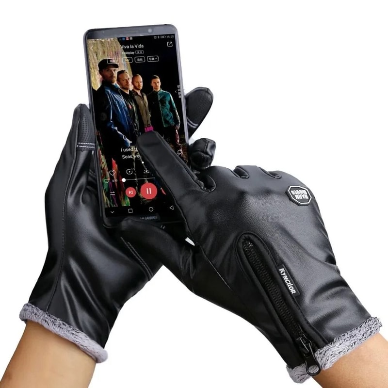 Winter Leather Thermal Windproof And Waterproof Touchscreen Gloves For Driving Skiing And Outdoor S 1