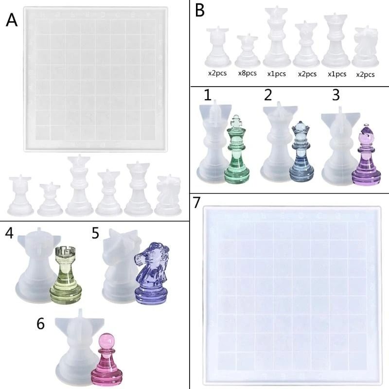 3D Chess Piece Silicone Molds For Epoxy Resin Casting And DIY Jewelry Making Tools 1