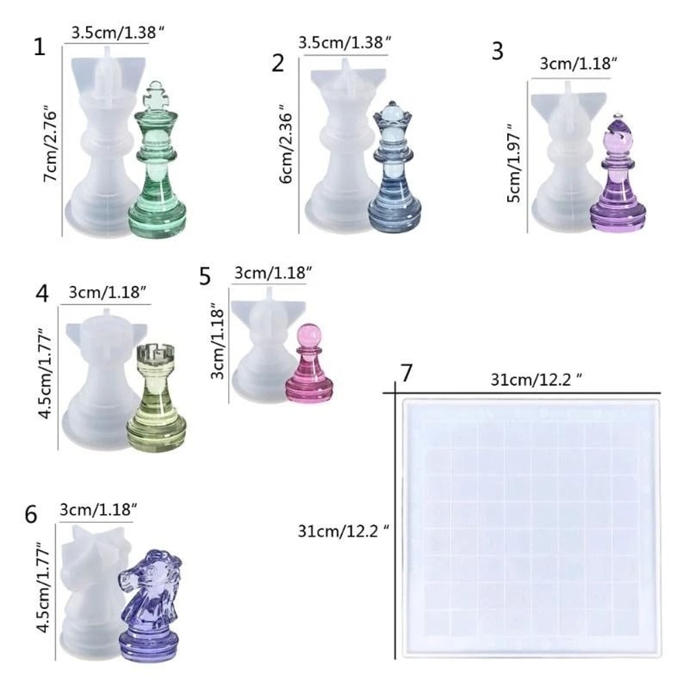 3D Chess Piece Silicone Molds For Epoxy Resin Casting And DIY Jewelry Making Tools 2