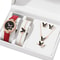 Butterfly Jewelry Set Fashion Womens Quartz Watch Leather Band Necklace Earrings Bracelet And Adjus 9