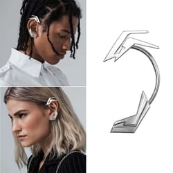 unisex silver color ear clips unique futuristic skeletal spine ear hooks for y2k trendsetters
