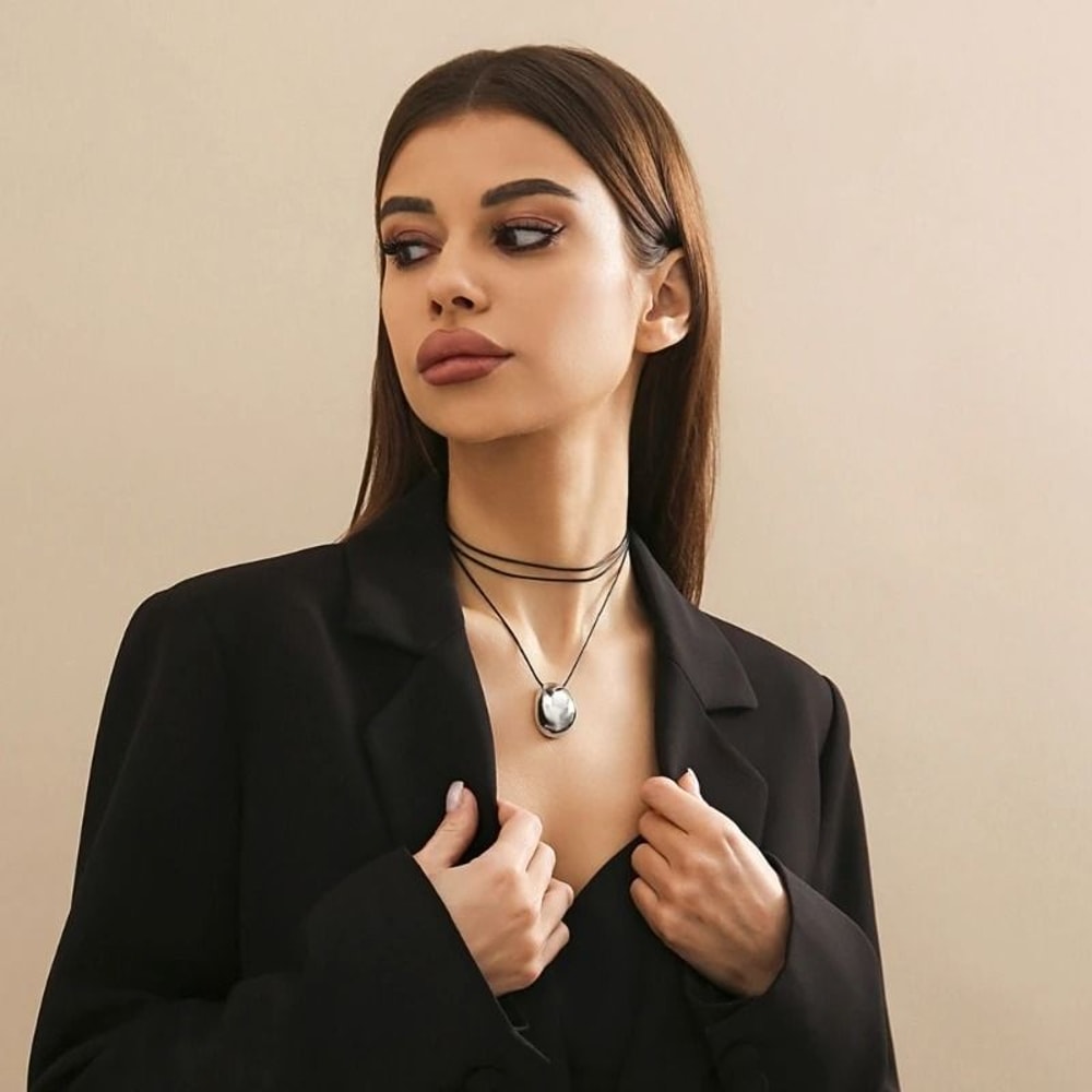 Edgy Geometric Pendant Neck Chain Jewelry And Dainty Stackable Sweater Chain Charm 2