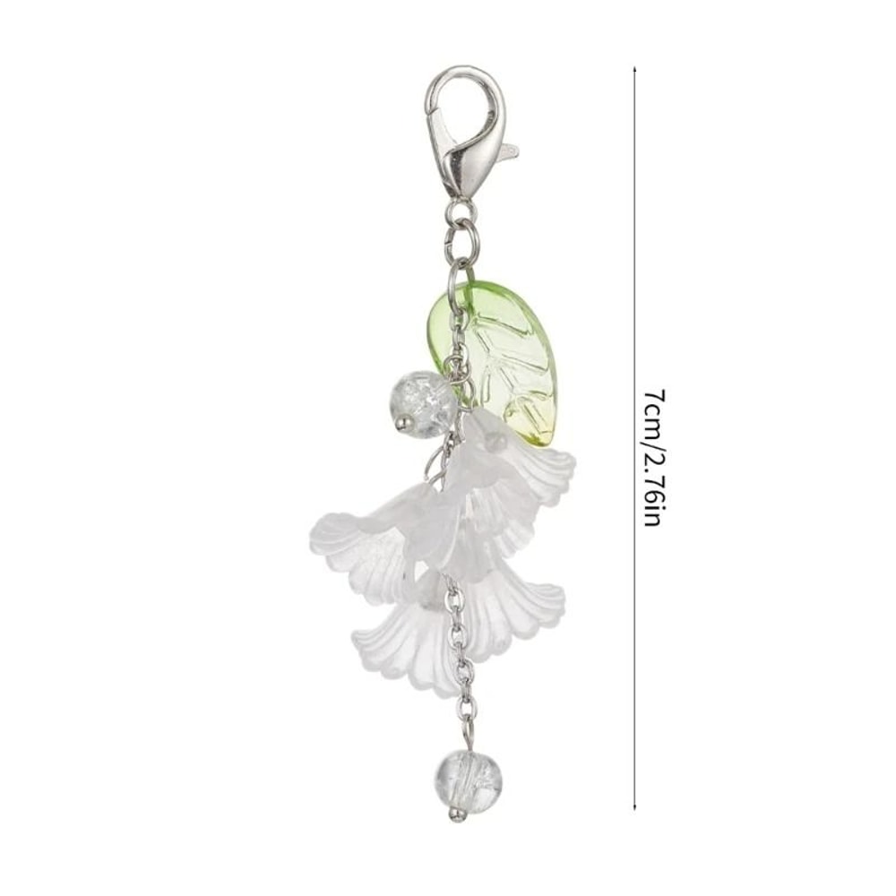 Handmade Acrylic Flower Keychain With Floral Leaf Pendant And Secure Lobster Clasp 5