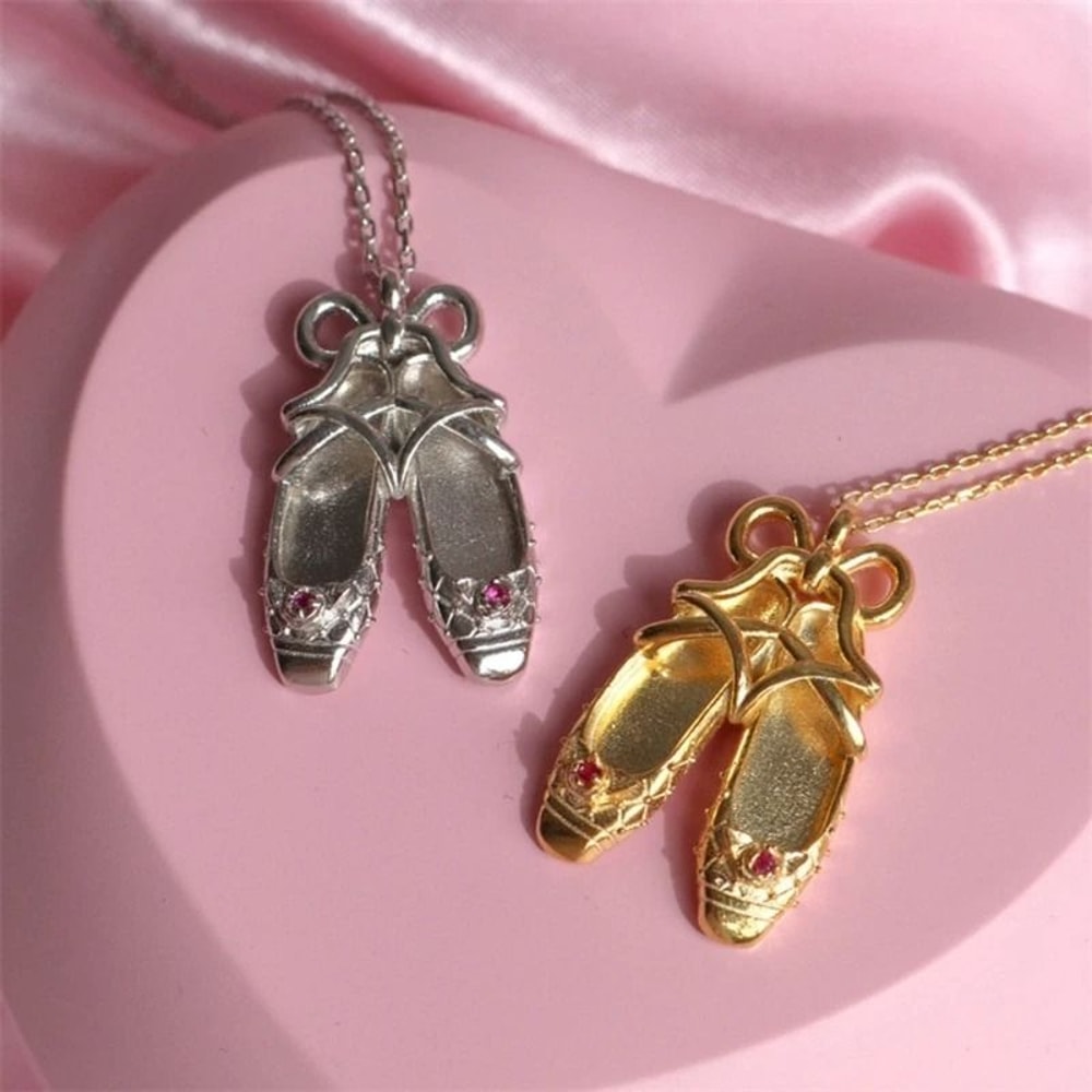 Bowknot Ballet Shoe Pendant Necklace 5