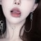 Metal Clip On Chain Earrings And Lip Ring 1
