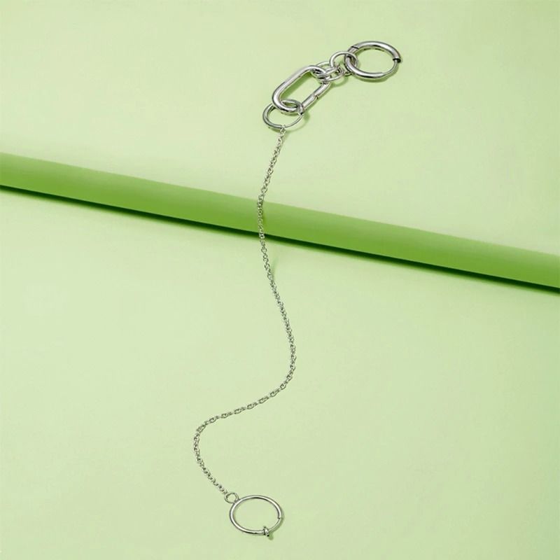 Metal Clip On Chain Earrings And Lip Ring 4