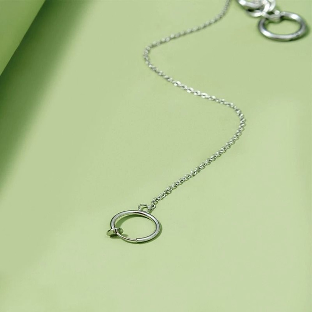 Metal Clip On Chain Earrings And Lip Ring 5