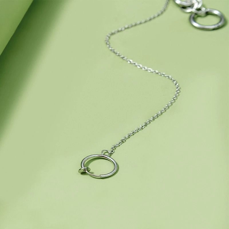 Metal Clip On Chain Earrings And Lip Ring 5