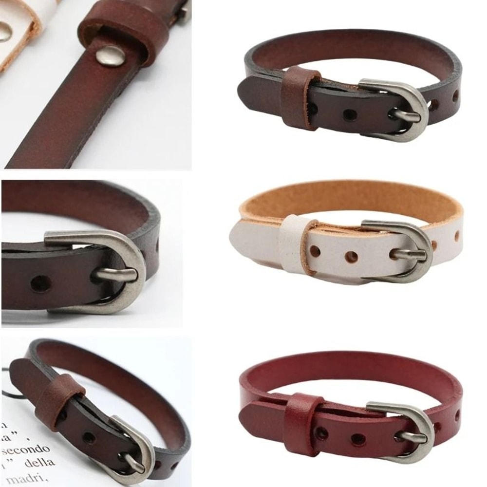 Handmade Leather Bead Bracelet 1