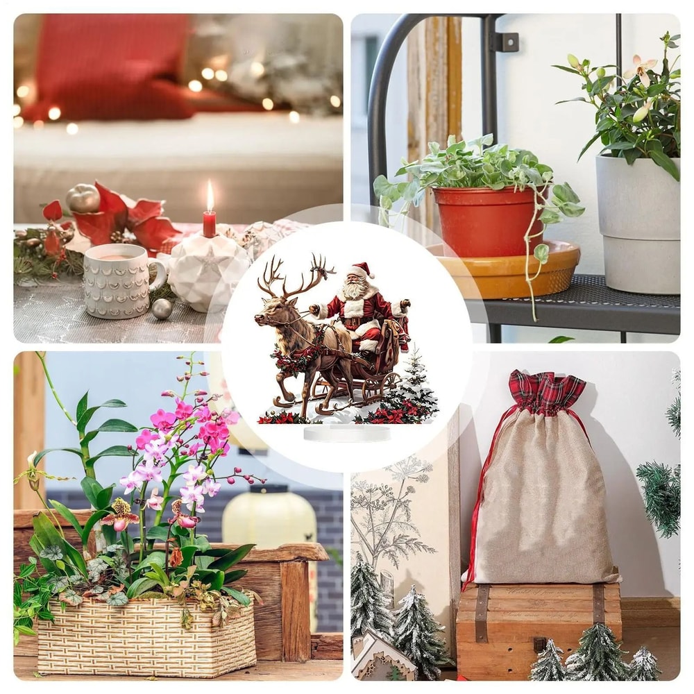 Santa Sleigh And Reindeer Christmas Figurine 4