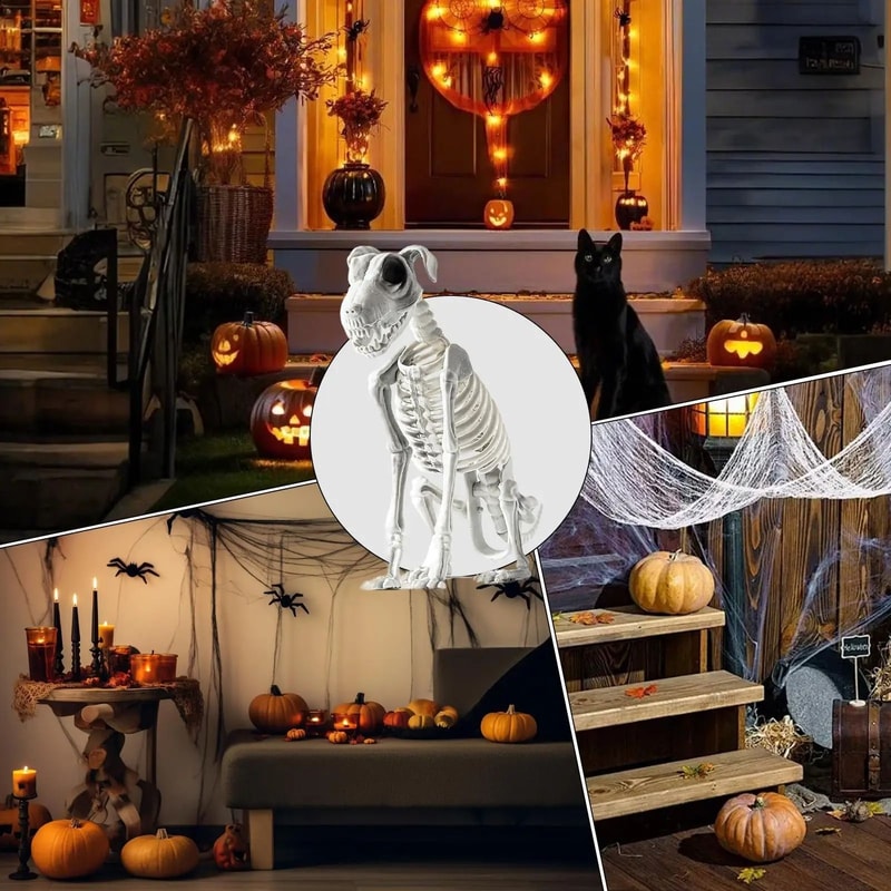 Realistic Skeleton Dog Halloween Statue 3