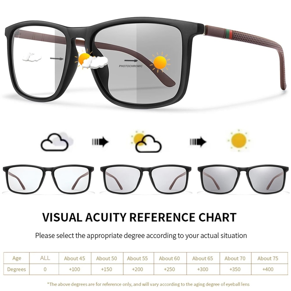 Photochromic Square Reading Glasses 6
