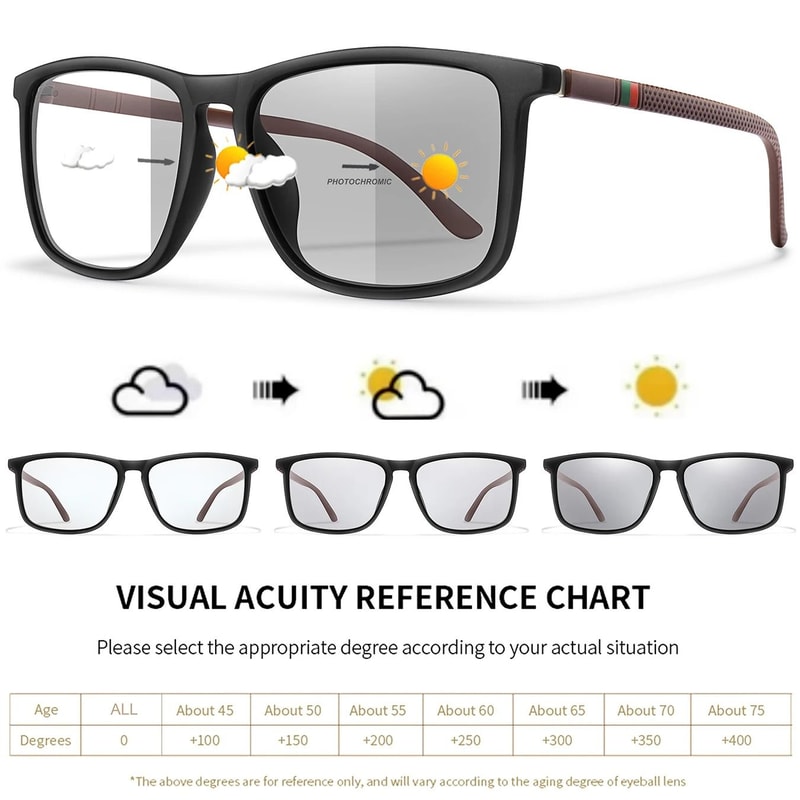 Photochromic Square Reading Glasses 6