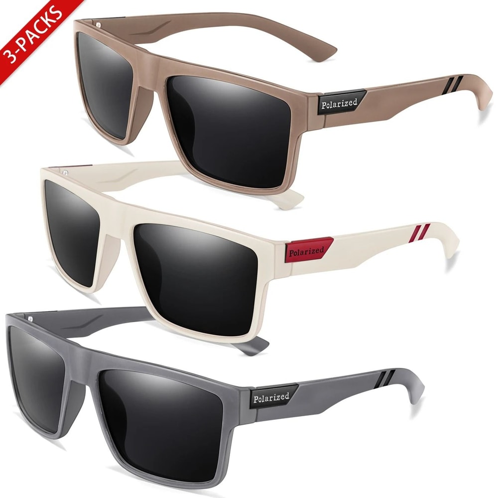3 Pack Polarized Square Sports Sunglasses 0