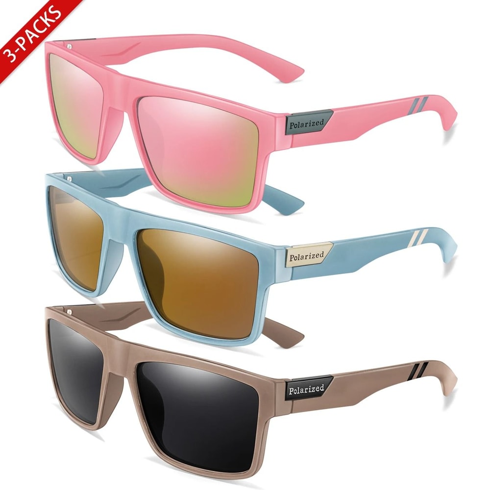 3 Pack Polarized Square Sports Sunglasses 11