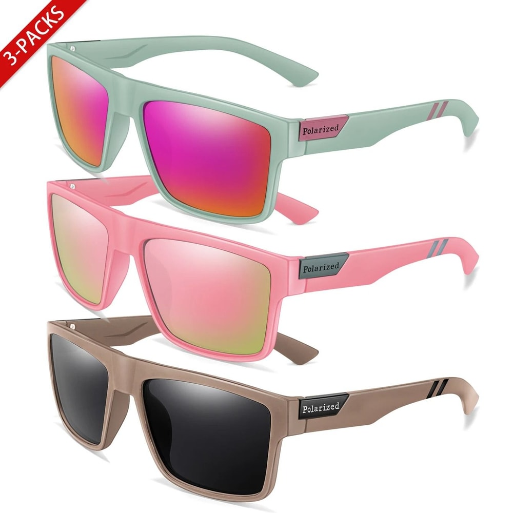 3 Pack Polarized Square Sports Sunglasses 12