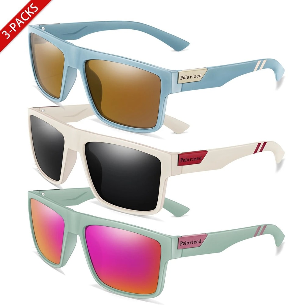 3 Pack Polarized Square Sports Sunglasses 13
