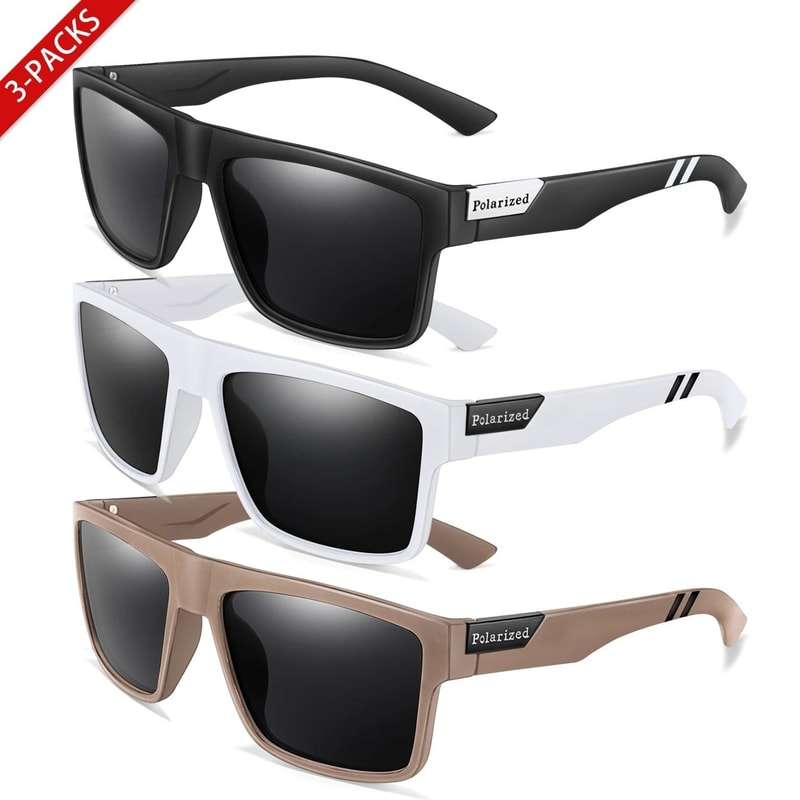 3 Pack Polarized Square Sports Sunglasses 15