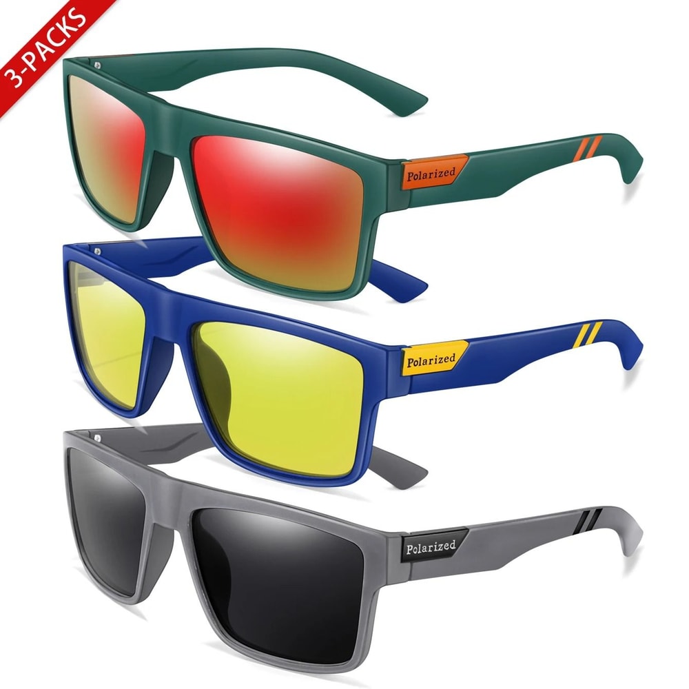 3 Pack Polarized Square Sports Sunglasses 6