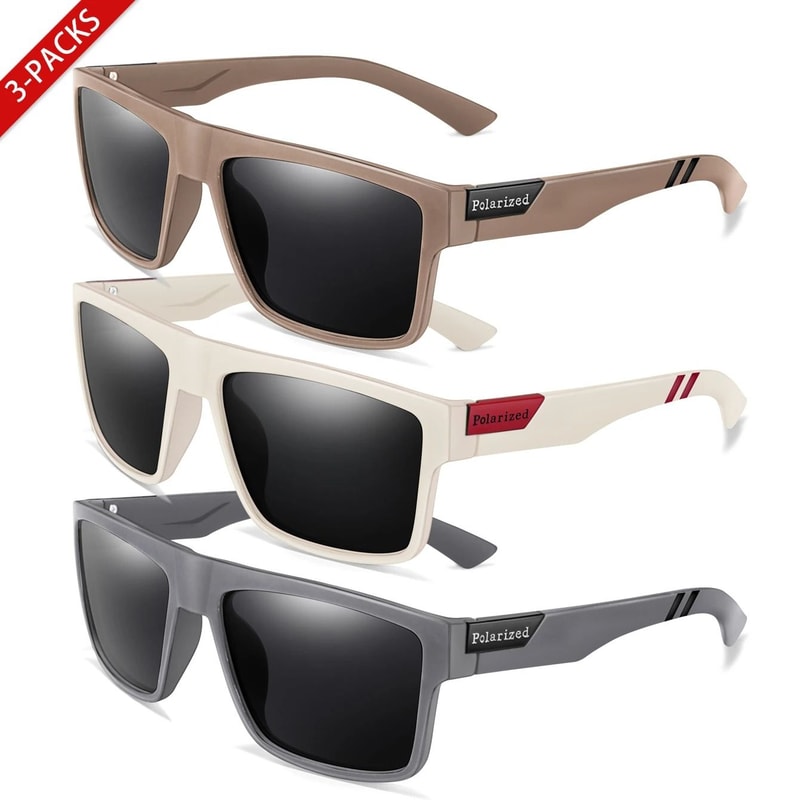 3 Pack Polarized Square Sports Sunglasses 7