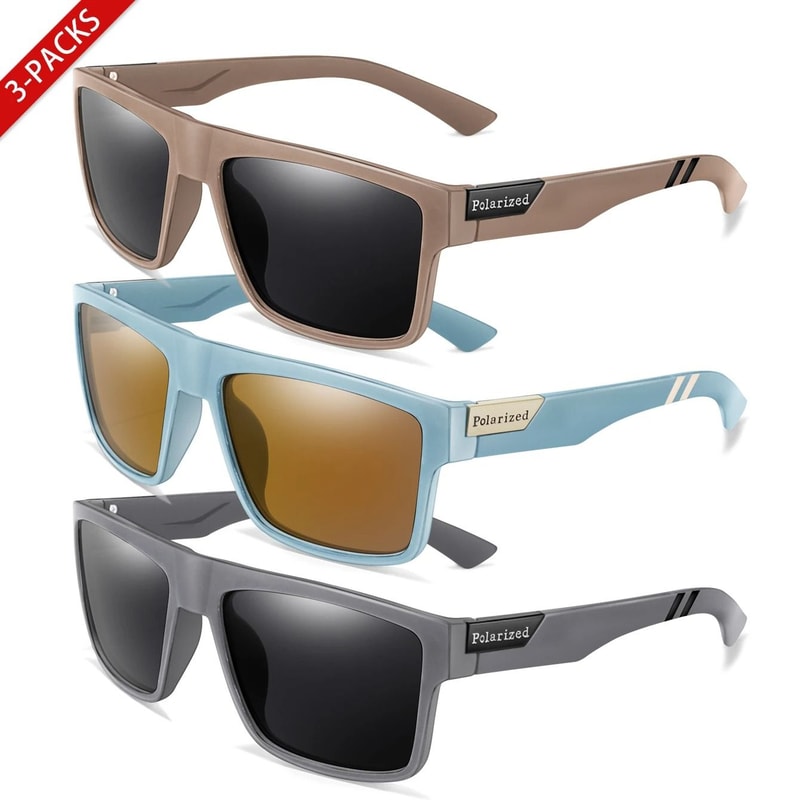3 Pack Polarized Square Sports Sunglasses 8