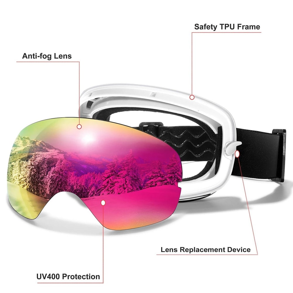 Unisex Outdoor Sports Snow Goggles With UV Protection And Anti Fog Lens 2